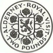 2 Pounds - Elizabeth II Royal Visit; Silver Piedfort, United Kingdom, 1989 reverse image
