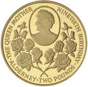 2 Pounds - Elizabeth II Queen Mother's 90th Birthday; Gold Proof Issue, United Kingdom, 1990 reverse image