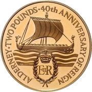 2 Pounds - Elizabeth II 40th Anniversary of Queen's Reign; Gold Proof Issue, United Kingdom, 1992 reverse image