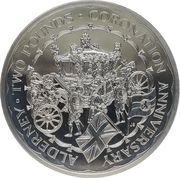 2 Pounds - Elizabeth II Coronation Jubilee, United Kingdom, 1993 reverse image