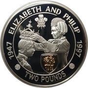 2 Pounds - Elizabeth II Golden Wedding Silver Proof, United Kingdom, 1997 reverse image