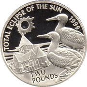 2 Pounds - Elizabeth II Total Eclipse of the Sun; Silver Proof, United Kingdom, 1999 reverse image