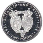 2 Pounds - Elizabeth II Platinum Wedding; Silver Proof, United Kingdom, 2017 reverse image