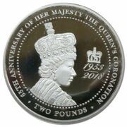 2 Pounds - Elizabeth II 65th Ann. Coronation; Silver Proof, United Kingdom, 2018 reverse image