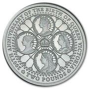 2 Pounds - Elizabeth II The 200th Anniversary of Queen Victoria; Silver Proof, United Kingdom, 2019 reverse image