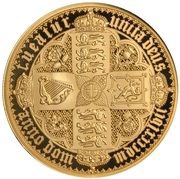 2 Sovereigns - Elizabeth II Gothic - Quartered Arms; Gold Proof, United Kingdom, 2021 reverse image