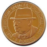 5 Pounds - Elizabeth II Sir Winston Churchill; Gold, United Kingdom, 1999 reverse image