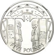 5 Pounds - Elizabeth II Golden Jubilee; Silver Proof, United Kingdom, 2002 reverse image