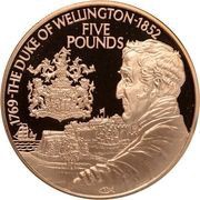 5 Pounds - Elizabeth II Duke of Wellington; Gold Proof, United Kingdom, 2002 reverse image