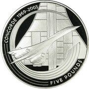 5 Pounds - Elizabeth II Last Flight of the Concorde; Silver Proof Issue, United Kingdom, 2003 reverse image