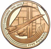 5 Pounds - Elizabeth II Last Flight of the Concorde; Gold Proof Issue reverse image