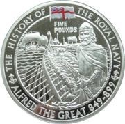 5 Pounds - Elizabeth II Alfred the Great; Silver Proof, United Kingdom, 2003 reverse image