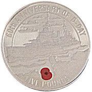 5 Pounds - Elizabeth II D-Day; Silver Proof Issue, United Kingdom, 2004 reverse image