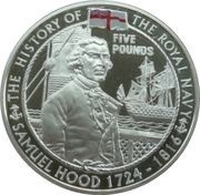 5 Pounds - Elizabeth II Samuel Hood; Silver Proof, United Kingdom, 2004 reverse image