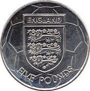 5 Pounds - Elizabeth II English Football Team, United Kingdom, 2004 reverse image