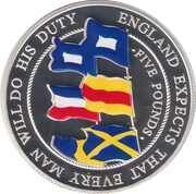 5 Pounds - Elizabeth II Battle of Trafalgar; Silver Proof, United Kingdom, 2005 reverse image