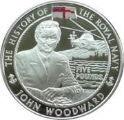 5 Pounds - Elizabeth II John Woodward; Silver Proof, United Kingdom, 2005 reverse image