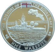 5 Pounds - Elizabeth II H.M.S. Warspite; Silver Proof, United Kingdom, 2005 reverse image