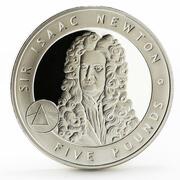 5 Pounds - Elizabeth II Sir Isaac Newton; Silver Proof Issue, United Kingdom, 2006 reverse image