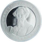 5 Pounds - Elizabeth II Charles Dickens; Silver Proof Issue, United Kingdom, 2006 reverse image