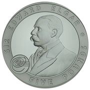 5 Pounds - Elizabeth II Sir Edward Elgar; Silver Proof Issue reverse image