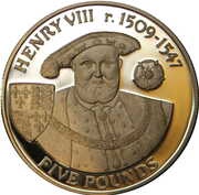 5 Pounds - Elizabeth II Henry VIII, United Kingdom, 2007 reverse image