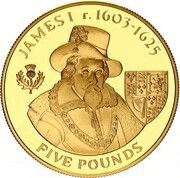 5 Pounds - Elizabeth II James I, United Kingdom, 2007 reverse image