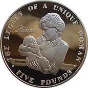 5 Pounds - Elizabeth II Princess Diana; Silver Proof, United Kingdom, 2007 reverse image
