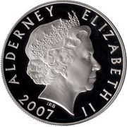 5 Pounds - Elizabeth II 60th Wedding Anniversary; Honeymoon departure; Silver Proof obverse image