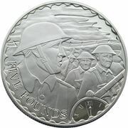 5 Pounds - Elizabeth II End of World War I - Over The Top, United Kingdom, 2008 reverse image