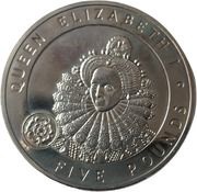 5 Pounds - Elizabeth II Elizabeth I; New Portrait, United Kingdom, 2008 reverse image