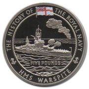 5 Pounds - Elizabeth II H.M.S. Warspite; 4th Portrait reverse image