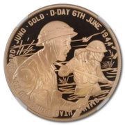 5 Pounds - Elizabeth II D-Day; Gold Proof, United Kingdom, 2014 reverse image