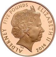 5 Pounds - Elizabeth II King George I; Gold Proof obverse image