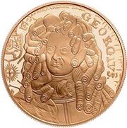 5 Pounds - Elizabeth II King George I; Gold Proof, United Kingdom, 2014 reverse image