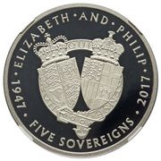 5 Sovereigns - Elizabeth II Platinum Wedding, United Kingdom, 2017 reverse image