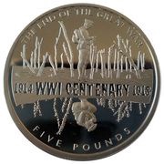 5 Pounds - Elizabeth II End of Great War, United Kingdom, 2018 reverse image