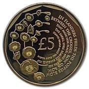 5 Pounds - Elizabeth II Remembrance Day; Gold Plated, United Kingdom, 2018 reverse image