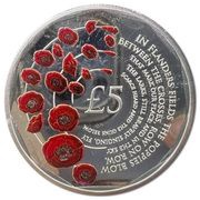 5 Pounds - Elizabeth II Remembrance Day; Silver Proof, United Kingdom, 2018 reverse image
