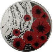 5 Pounds - Elizabeth II 2019 Remembrance Day; Coloured, United Kingdom, 2019 reverse image