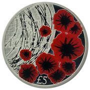 5 Pounds - Elizabeth II 2019 Remembrance Day; Silver, United Kingdom, 2019 reverse image