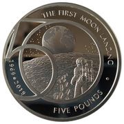 5 Pounds - Elizabeth II The 50th Anniversary of the Moon Landing, United Kingdom, 2019 reverse image