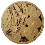 5 Pounds - Elizabeth II 2019 Remembrance Day; Gold Plated, United Kingdom, 2019 reverse image