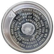 5 Pounds - Elizabeth II 2020 Remembrance Day; Silver clad, United Kingdom, 2020 reverse image