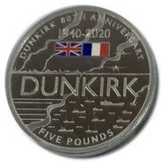 5 Pounds - Elizabeth II Dunkirk Evacuation; Silver Proof, United Kingdom, 2020 reverse image