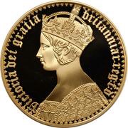 5 Pounds - Elizabeth II Gothic - Portrait; Gold, United Kingdom, 2021 reverse image