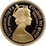 5 Pounds - Elizabeth II Gothic - Quartered Arms; Gold obverse image