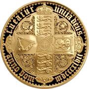 5 Pounds - Elizabeth II Gothic - Quartered Arms; Gold, United Kingdom, 2021 reverse image