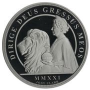 5 Pounds - Elizabeth II 95th Birthday; Silver Piedorf, United Kingdom, 2021 reverse image