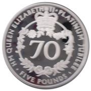 5 Pounds - Elizabeth II Platinum Jubilee; Silver Proof, United Kingdom, 2022 reverse image